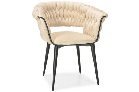 Krzesło glamour plecione IRIS LUX - czarno-beżowy